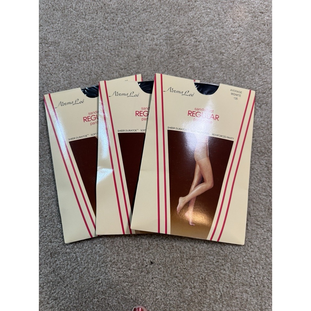 Vintage Pantyhose Norma Lee Figure‎ Average Midnight Color 3 Pair Lot New